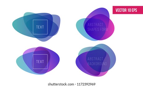 Abstract shapes background. Fluid organic colorful shapes. Abstract shapes form. Paper style. Blue and green, orange, ultraviolet and purple papers. Stock vector.
