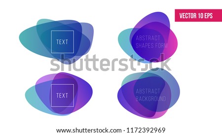 Abstract shapes background. Fluid organic colorful shapes. Abstract shapes form. Paper style. Blue and green, orange, ultraviolet and purple papers. Stock vector.
