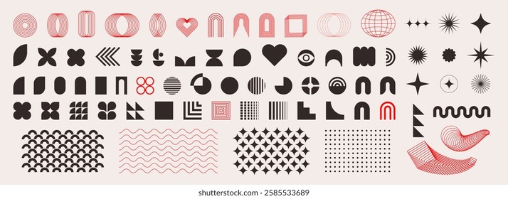 Abstract shapes for background. Geometric element, icon, symbol of retro design. Minimalist style, y2k. Brutal contemporary vector illustration
