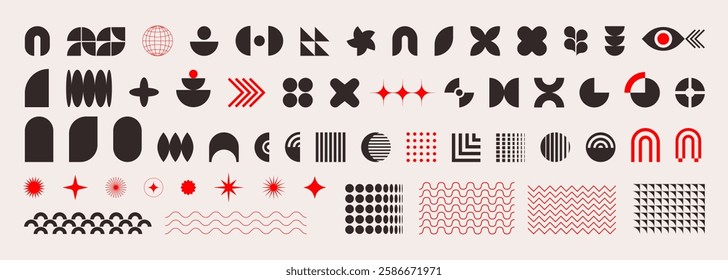 Abstract shapes for background. Geometric element, icon, symbol of retro design. Minimalist style, y2k. Brutal contemporary vector illustration
