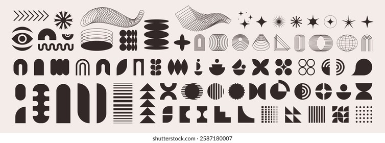 Abstract shapes for background. Geometric element, icon, symbol of retro design. Minimalist style, y2k. Brutal contemporary vector illustration
