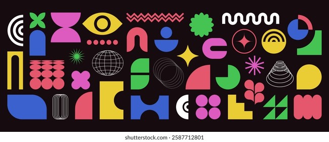 Abstract shapes for background. Geometric element, icon, symbol of retro design. Minimalist style, y2k. Brutal contemporary vector illustration
