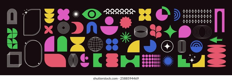 Abstract shapes for background. Geometric element, icon, symbol of retro design. Minimalist style, y2k. Brutal contemporary vector illustration
