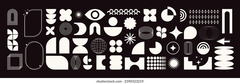 Abstract shapes for background. Geometric element, icon, symbol of retro design. Minimalist style, y2k. Brutal contemporary vector illustration
