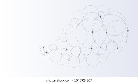 Abstract shapes background. Modern technology vector illustration with mesh. Digital geometric pattern with circles and dots.