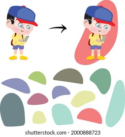 Abstract Shapes Background. Organic Random Semi Circle Shape Elements. Blotch Round Blot Splat Drop liquid fluid Pebble stone  irregular Basic simple