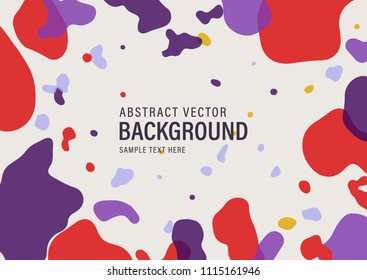 Abstract shapes background and place for text. Red and lilac spots background for cover digital graphic and brochures. Abstract style frame vector illustration (clipping mask)