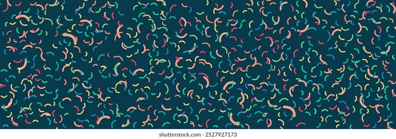 Abstrakte Formen Hintergrund. Zufällig platzierte geometrische Formen Ein zufällig platziertes Muster. Trendfarben, moderner Hintergrund.