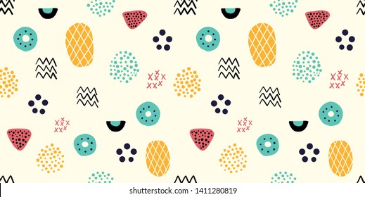 Abstract shapes background. Seamless pattern. Vector.
