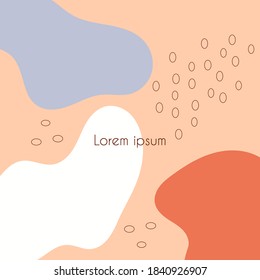 Abstract shapes background. Suitable as a business card, banner, booklet. Hand drawn modern pastel colors trendy vector illustration. Contemporary style template