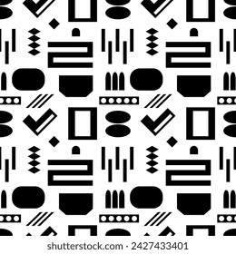 Abstract shapes backgrounds black figure patterns. Geometric patterns in a trendy retro brutalist style.