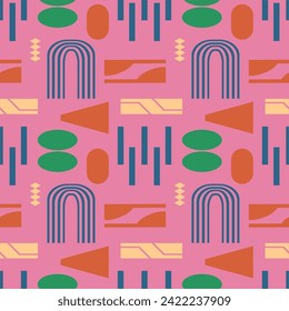 Abstract shapes backgrounds. Brutal contemporary figure patterns. Geometric pattern in trendy retro brutalist style. Y2k