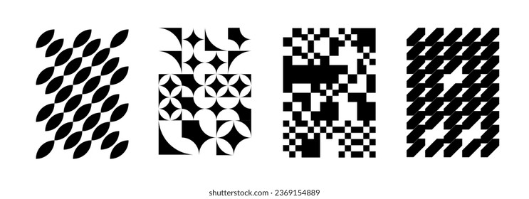 Abstract shapes backgrounds. Geometric posters in trendy retro brutalist style. EPS 10	