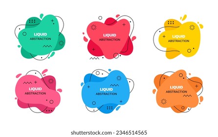 Abstract shapes. Banner desk elements, graphic geometric logo templates, bright colorful organic elements for background, memphis colors. Vector modern tidy isolated graphic decor objects set