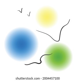 Abstract shapes with birds. Summer. EPS10 vector