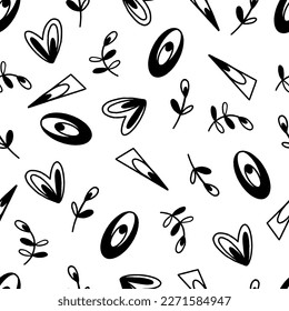 Abstract Shapes Black   White Vector Seamless Pattern