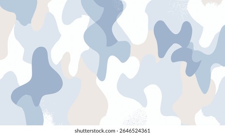Abstract shapes blend creating calming backgrounds on pastel colored layout backdrop
