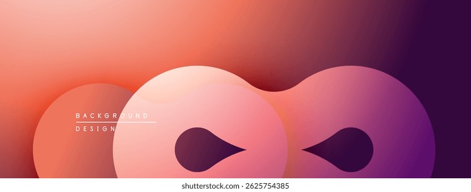 Abstract shapes blend vibrant colors. Gradient hues create flowing forms, suggesting movement, depth, modern design elements.