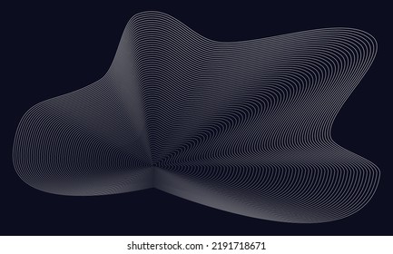 Abstract shapes with blend white lines on black background.