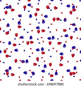 Abstract shapes, blots, dots, red and blue on a white background, seamless pattern.