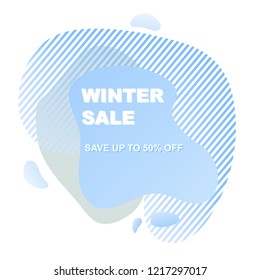 Abstract shapes blue form winter sale isolated on white background. Vector illustration of business design and also for other purposes.