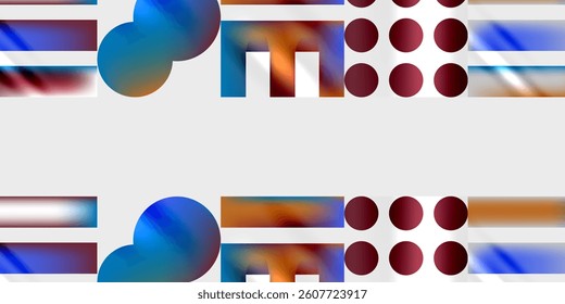 Abstract shapes, blue, red, orange. Geometric forms, lines, circles, rectangles. Minimalist design, white background, modern aesthetic. Simple composition, vibrant colors.