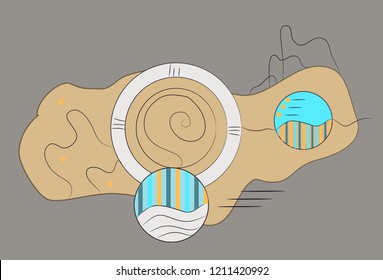 abstract shapes with brushstrokes vector, white background