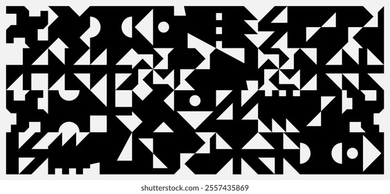 Abstract shapes in brutalism style. Pattern of square vector geometric shapes.