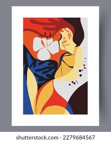 Abstract shapes chaotic tracery wall art print. Contemporary decorative background with tracery. Wall artwork for interior design. Printable minimal abstract shapes poster.