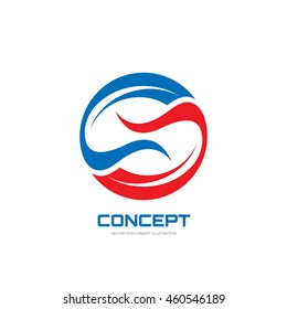 Abstract shapes in circle - vector logo template concept illustration. Geometric creative sign. Design element. 