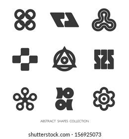 Abstract Shapes Collection. Monochrome Vector Icons Set.