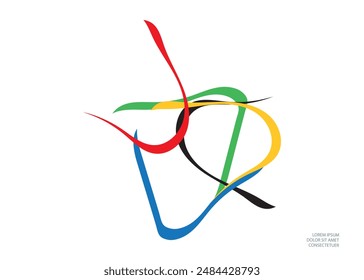 Abstract shapes with colored lines. Modern design. Vector graphics.