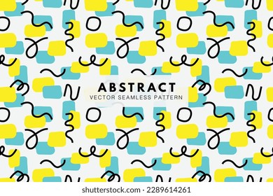 Abstract shapes colorful with curvy lines seamless repeat pattern