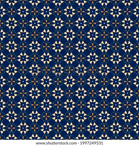 Abstract shapes common geometric motif pattern continuous background. Modern fabric design textile swatch all over print block.