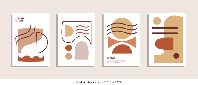 Resumen de la colección de plantillas de afiches de composición de formas. Conjunto de abstracciones de collage modernas. Arte contemporáneo. Diseño de portada. Ilustración vectorial.