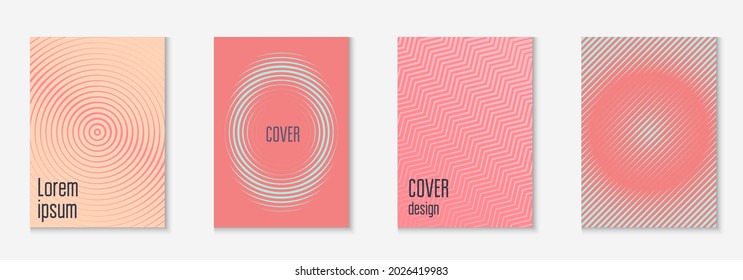 Abstract shapes cover. Creative book, wallpaper, certificate, mobile screen concept. Pink and turquoise. Abstract shapes cover and template with line geometric elements.