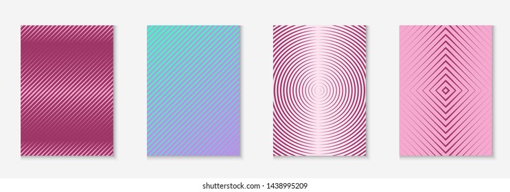 Abstract shapes cover. Dynamic annual report, book, web app, banner concept. Purple and turquoise. Abstract shapes cover and template with line geometric elements.