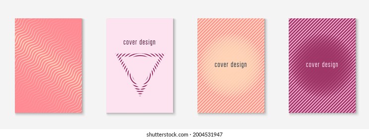 Abstract shapes cover. Dynamic book, placard, page, report concept. Pink and purple. Abstract shapes cover and template with line geometric elements.