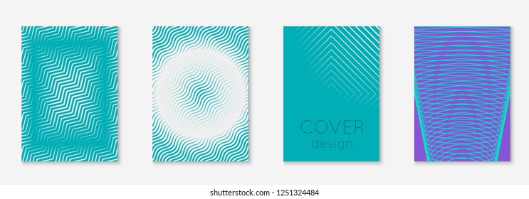 Abstract shapes cover. Memphis folder, notebook, book, mobile screen layout. Blue and purple. Abstract shapes cover and template with line geometric elements.