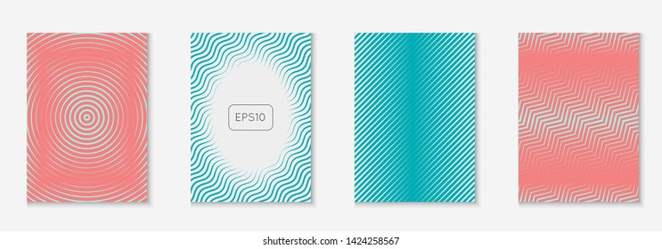 Abstract shapes cover. Minimalistic presentation, flyer, placard, patent layout. Pink and turquoise. Abstract shapes cover and template with line geometric elements.