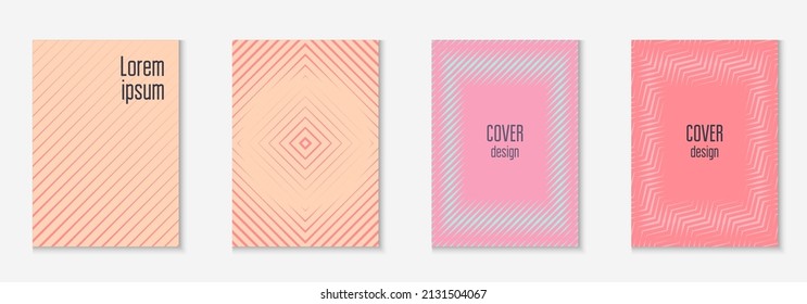 Abstract shapes cover. Pink and purple. Dynamic journal, certificate, web app, booklet mockup. Abstract shapes cover and template with line geometric elements.