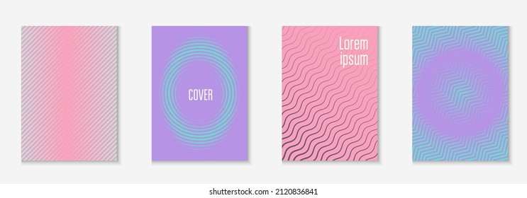 Abstract shapes cover. Purple and turquoise. Plastic web app, banner, book, presentation concept. Abstract shapes cover and template with line geometric elements.