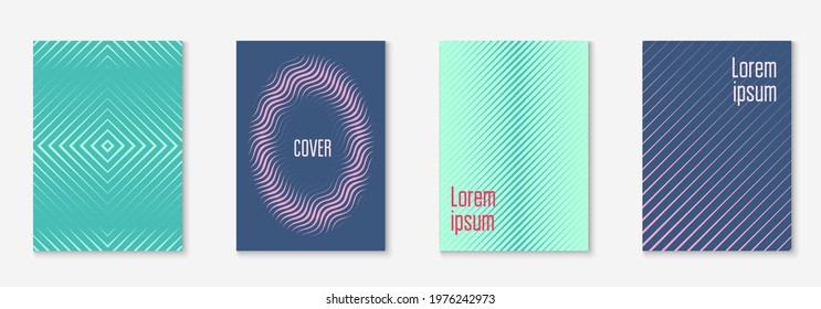 Abstract shapes cover. Wavy presentation, page, journal, web app layout. Red and green. Abstract shapes cover and template with line geometric elements.