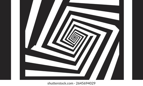 Formas abstratas criam ilusão óptica vórtice fundo monocromático design