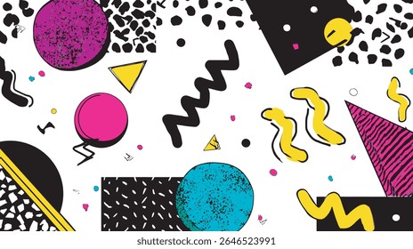 Abstract shapes create playful design against clean white background illustration