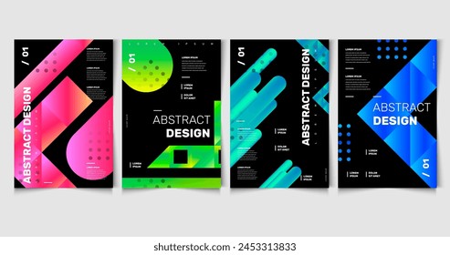 Abstract shapes design black background covers vector design in eps 10