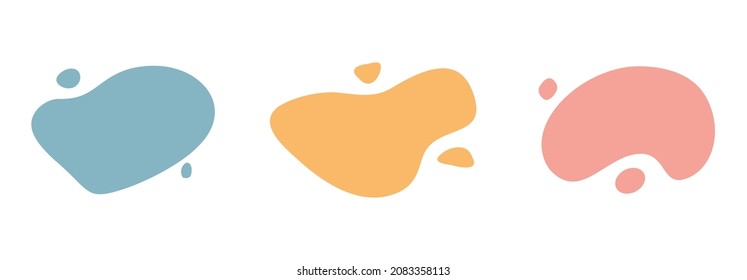 Abstract shapes design fluid background elements vector or colorful liquid creative geometric splashes figures isolated white backdrop.