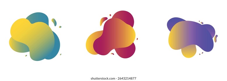 Abstract shapes design fluid background elements vector or colorful liquid creative geometric splashes figures isolated white backdrop modern trendy illustration .