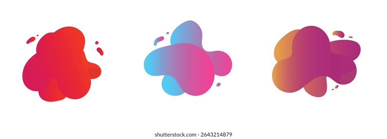 Diseño de Formas Abstractas Elementos de fondo fluido Vector o líquido colorido Salpicaduras geométricas creativas Figuras aisladas Fondo blanco Ilustración moderna de moda .