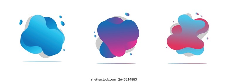 Diseño de Formas Abstractas Elementos de fondo fluido Vector o líquido colorido Salpicaduras geométricas creativas Figuras aisladas Fondo blanco Ilustración moderna de moda .
